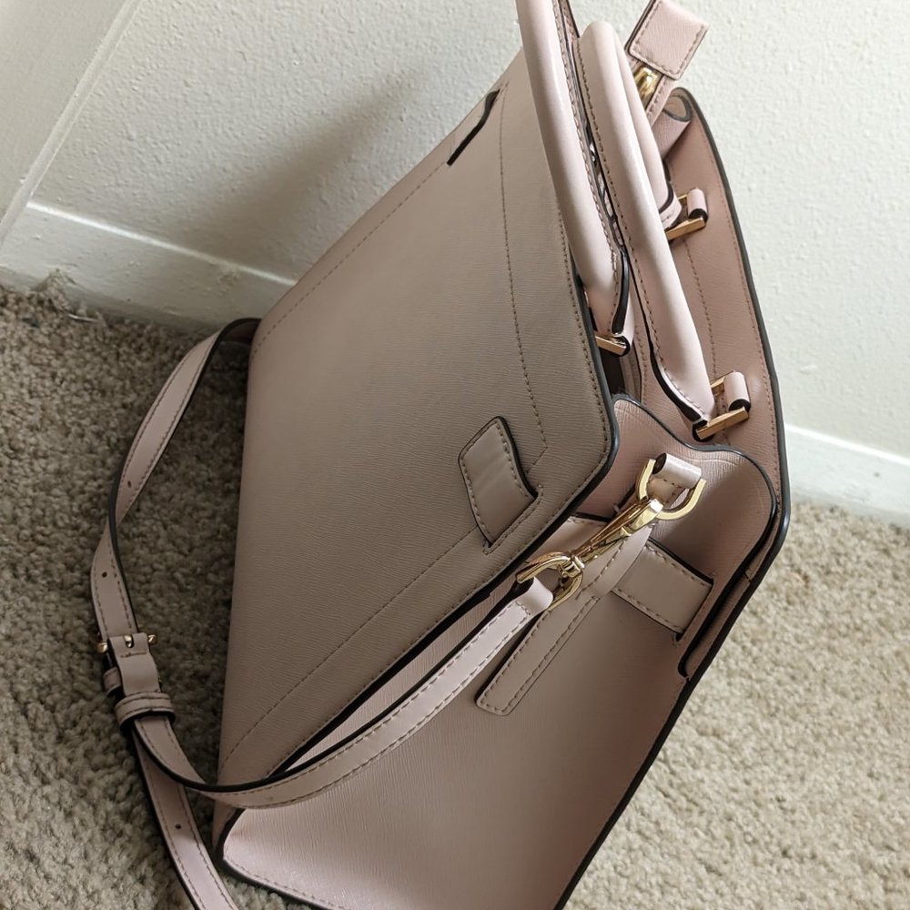 Rayne Medium Saffiano Leather Satchel (Powder Blush - Picture 3 of 8